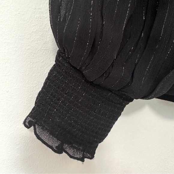 Anthropologie Bl-nk Sequin Embellished Blouse Size XS Black Bohemian NWT - Picture 8 of 14